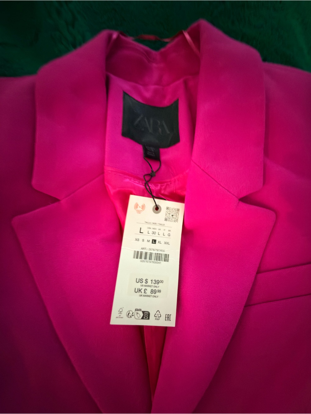 Zara Vibrant Hot Pink Tailored Blazer - Picture 6 of 7